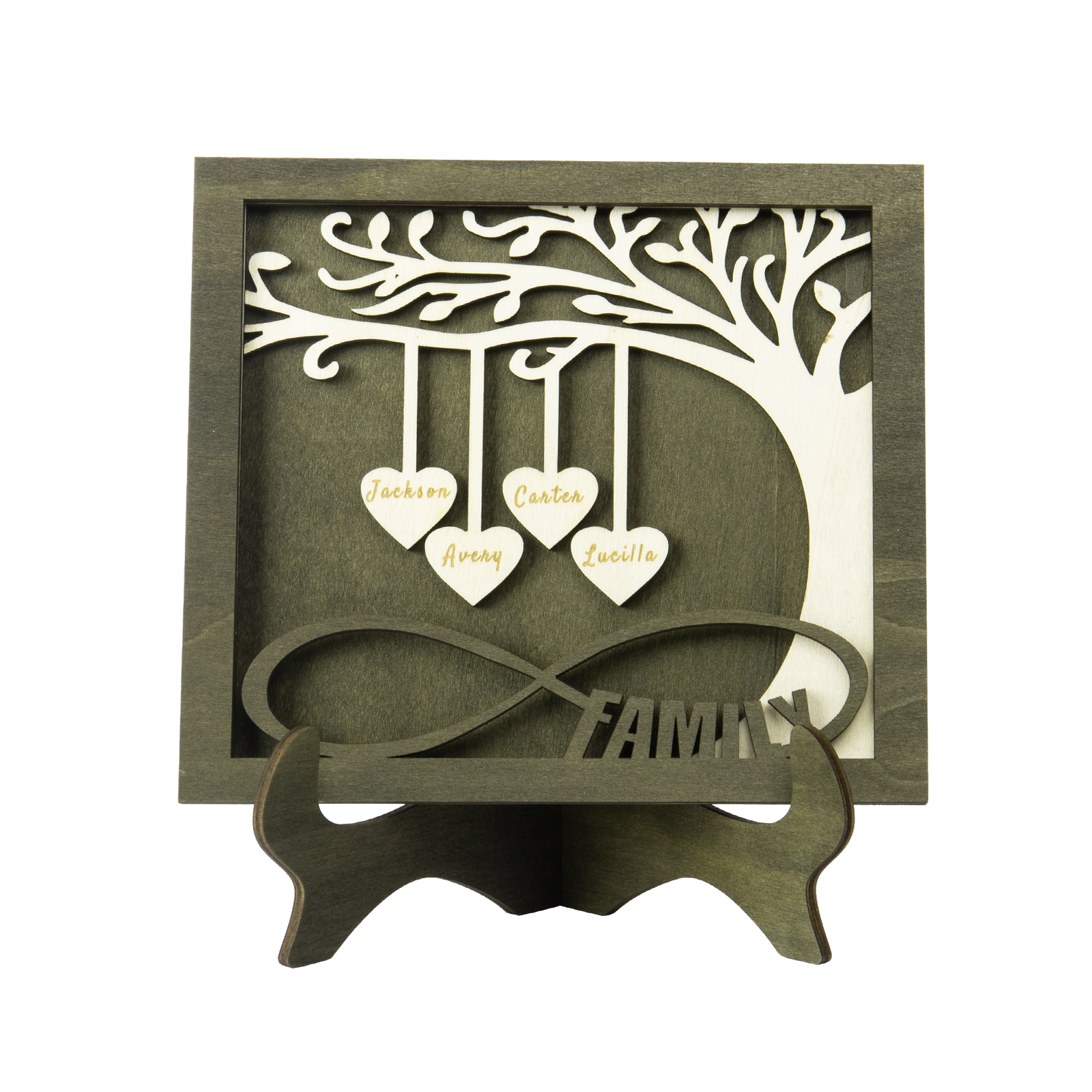 Custom Family Tree Sign with 4 Names Wooden Keepsake Gifts-Jessemade AU