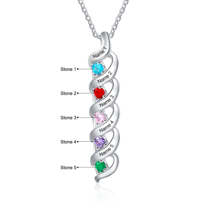 Personalised Birthstone Necklace Bracelet Set Cascading Pendant Heart Bangle Custom with 5 Birthstones 5 Names Christmas Gift-Jessemade AU