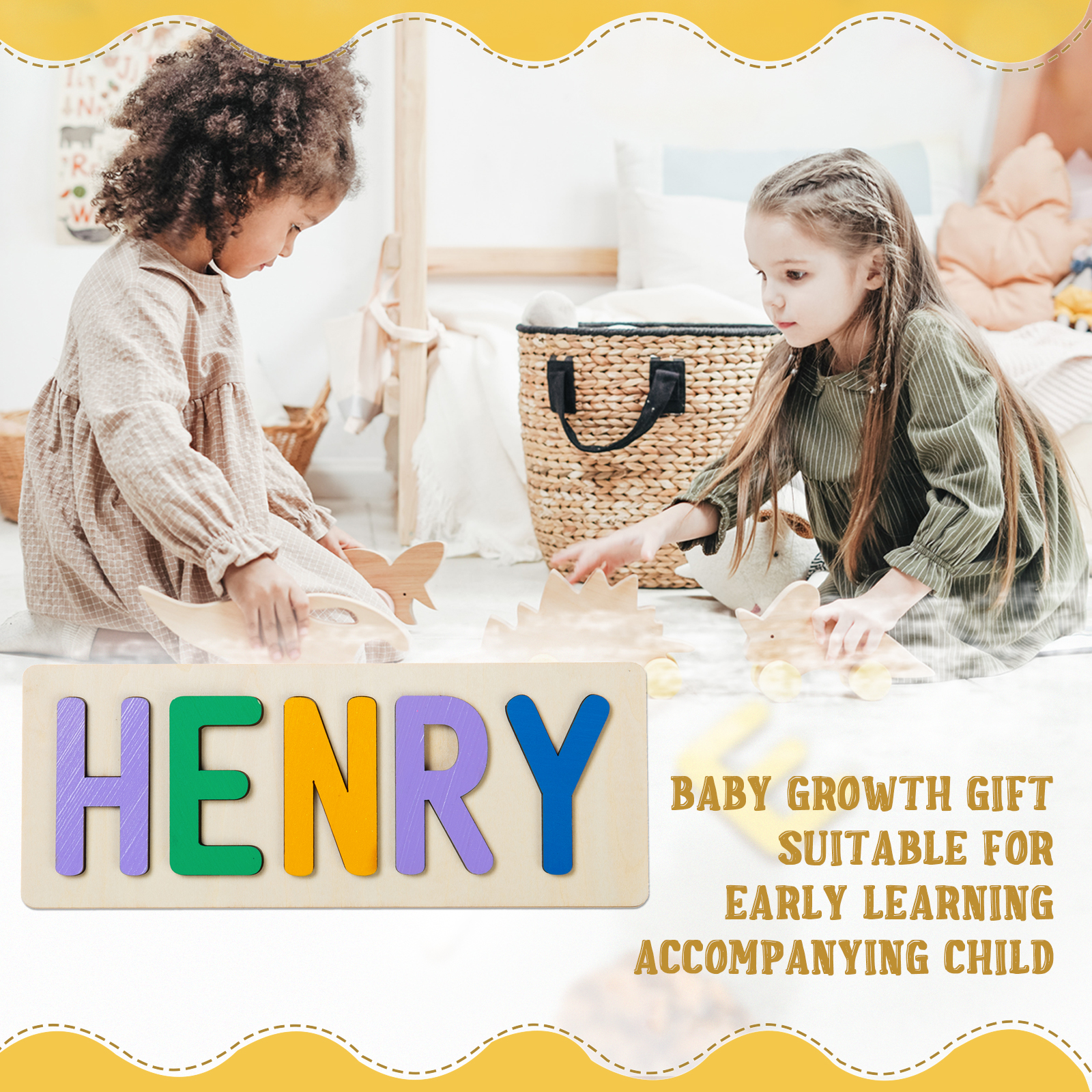 Personalised Kid's Wooden Name Alphabet Puzzle Toy for Toddlers Early Learning Child Toy-Jessemade AU