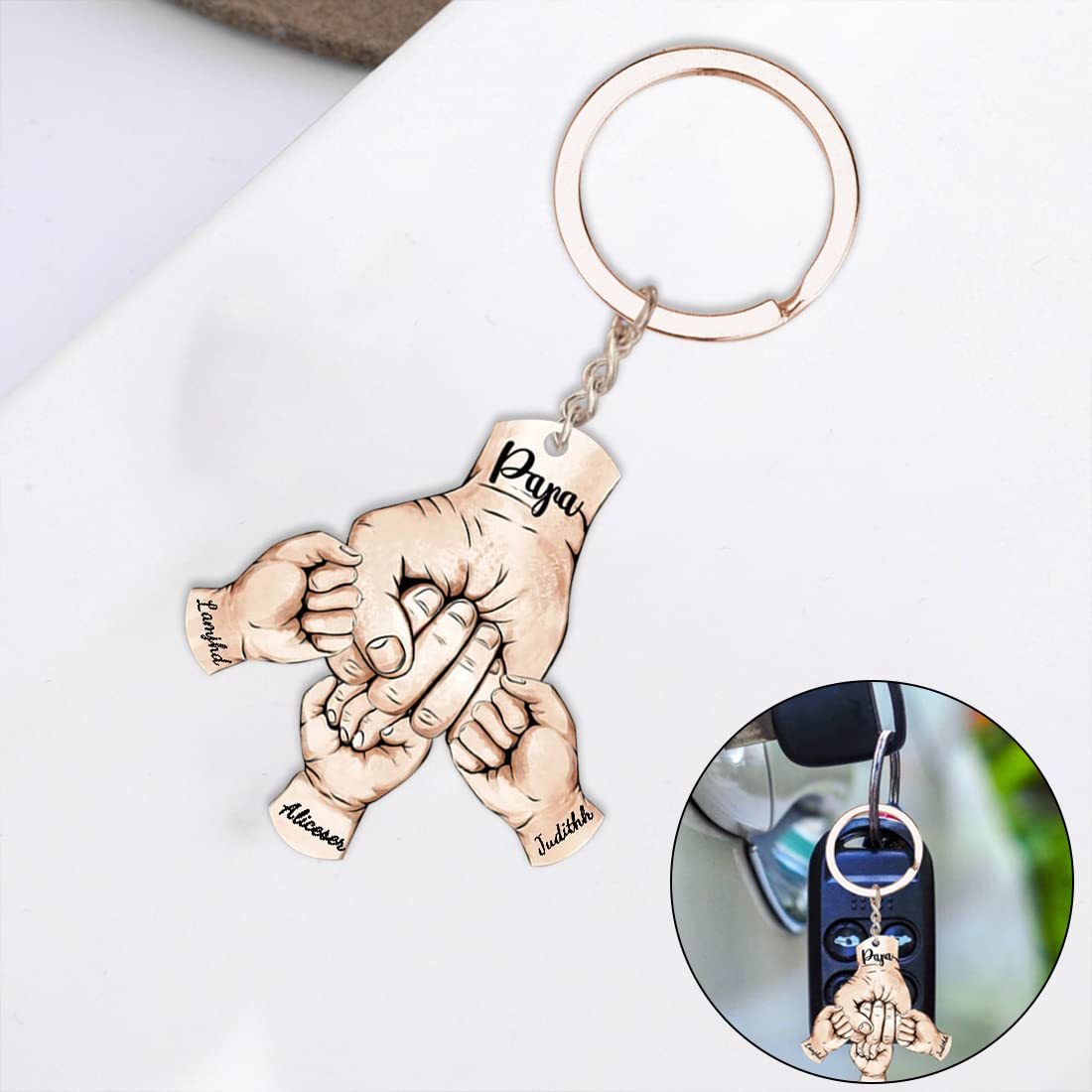 Personalised Fist Bump Keychain Engrave 2 Names Acrylic Keyring Father's Day Gifts-Jessemade AU