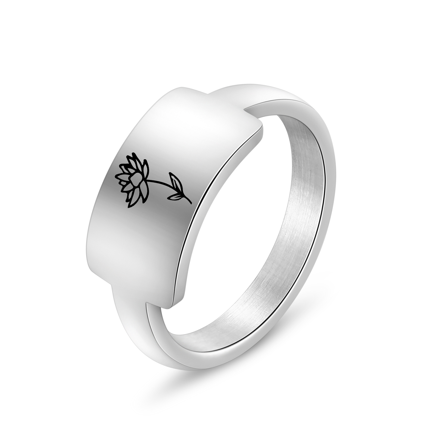 Personalised Birth Flower Ring Custom 1 Month Flower Bar Ring Gift for Her-Jessemade AU