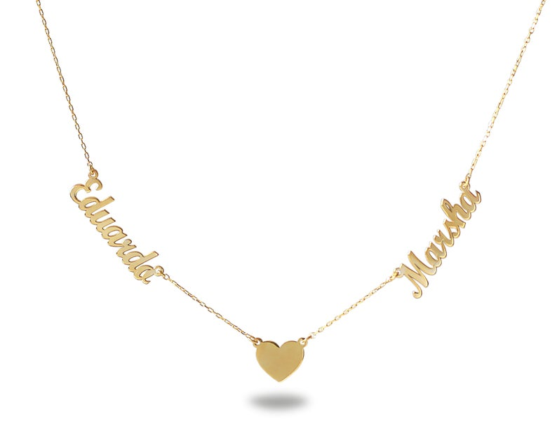 Personalised Necklace With Heart Custom 2 Names Necklace Gift For Women