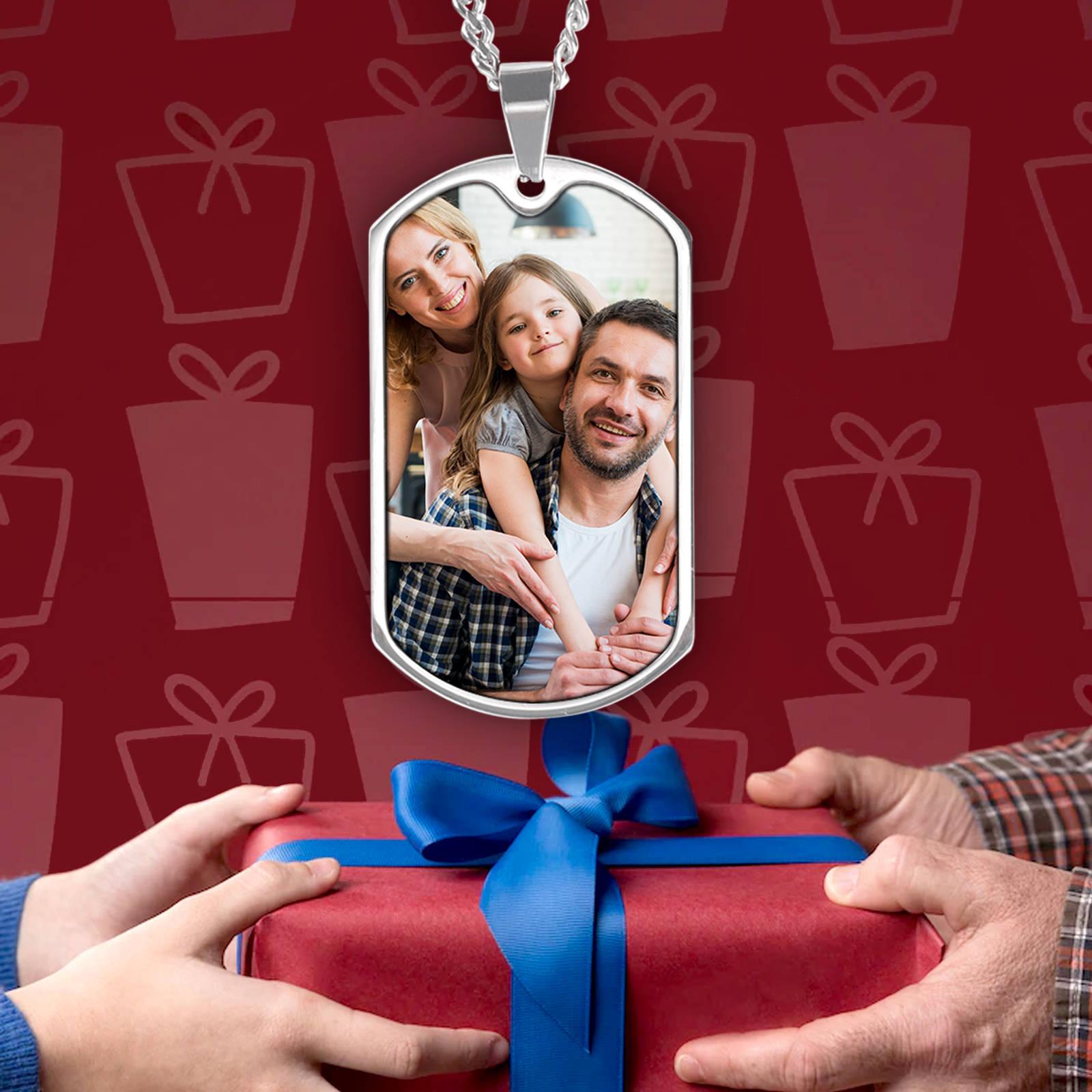 Personalised Photo Necklace Engraved Tag Keyring Gifts for Husband-Jessemade AU