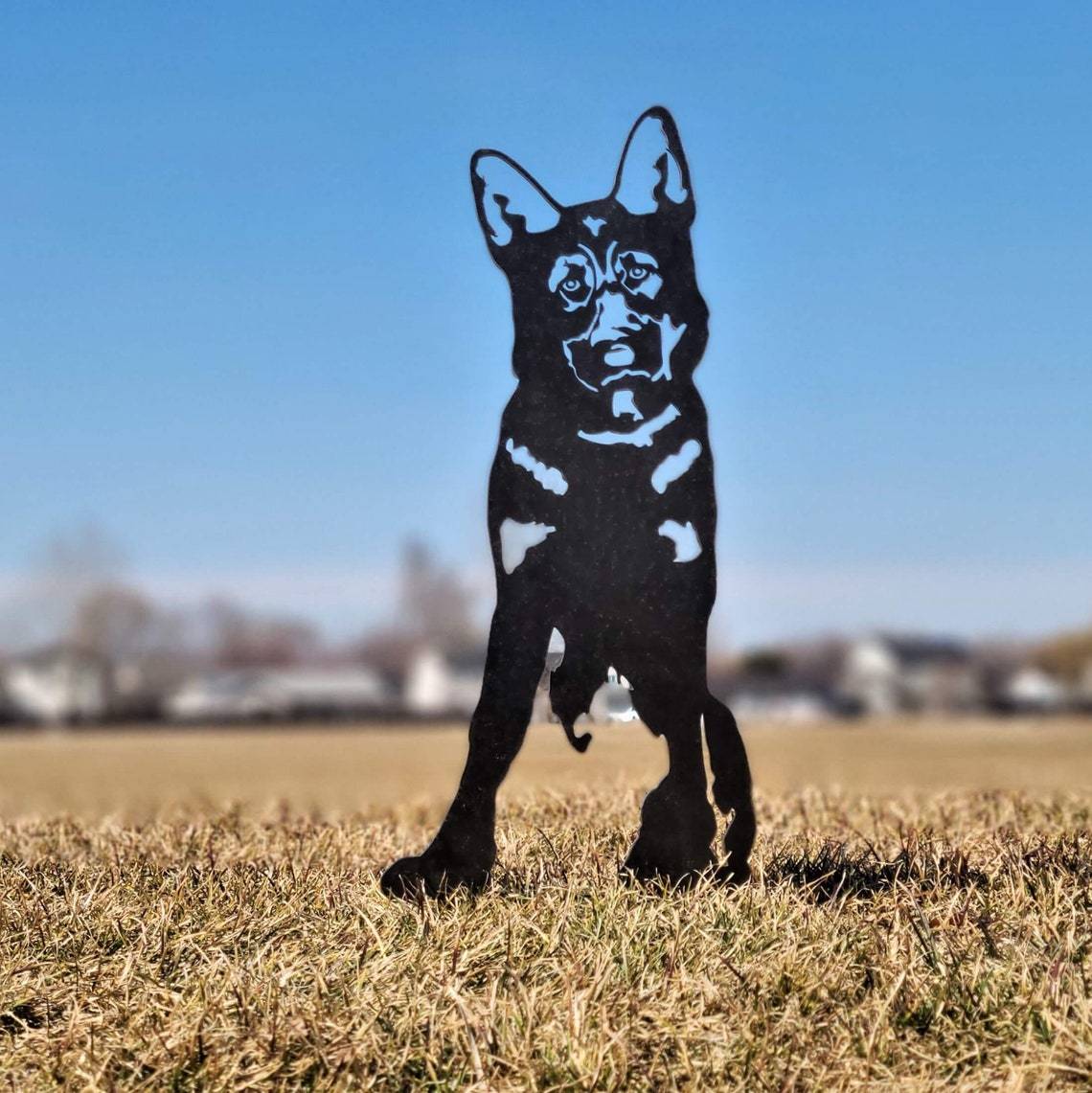 German Shepherd Metal Dog Silhouette Garden Yard Decoration-Jessemade AU