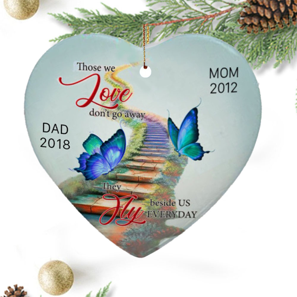 Personalised Heart Butterfly Ornament Custom Names Don't Go Away Memorial Ornament-Jessemade AU