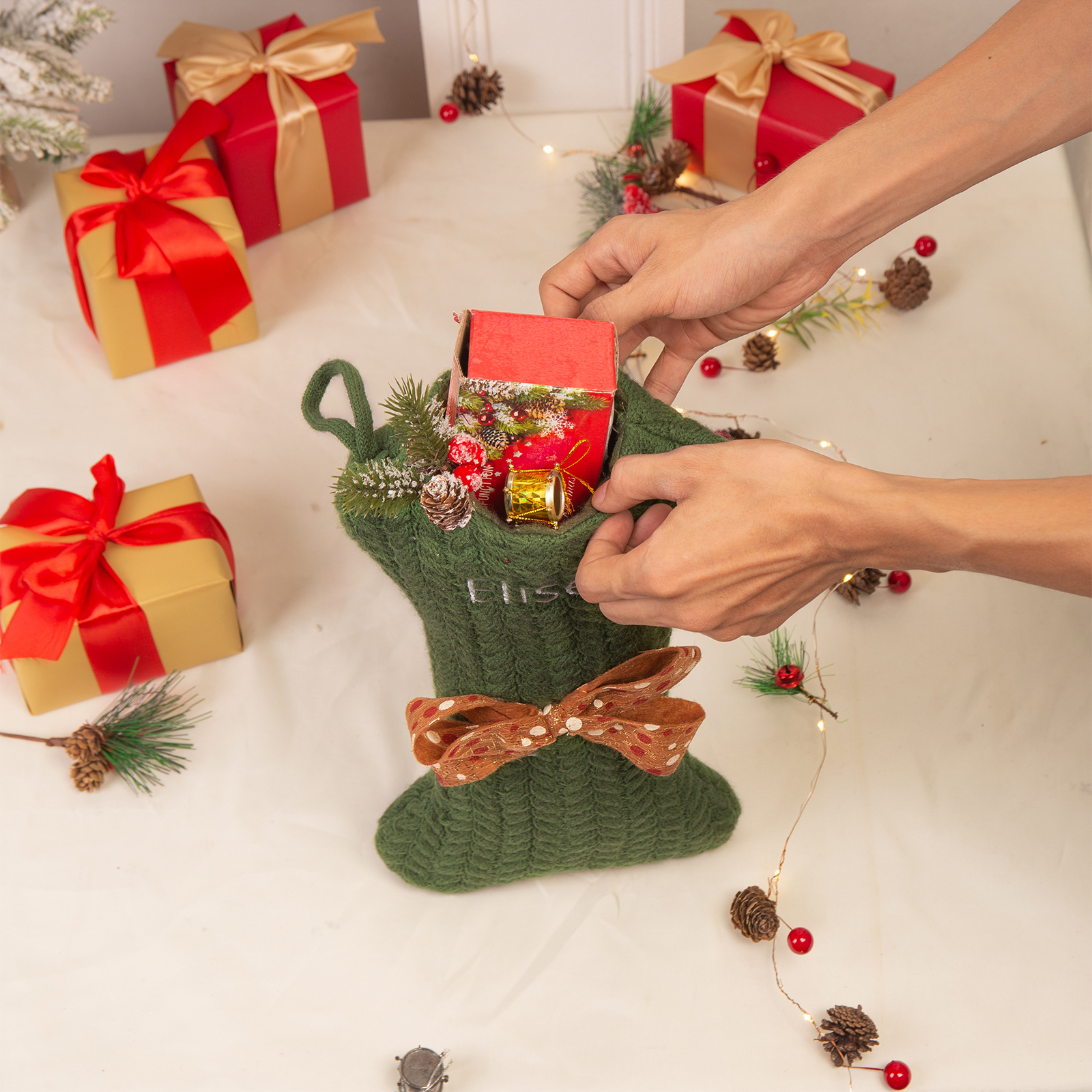 Personalised Christmas Stockings Ornaments Dog Bone Christmas Stockings Custom 1 Name Gifts for Family Friends-Jessemade AU