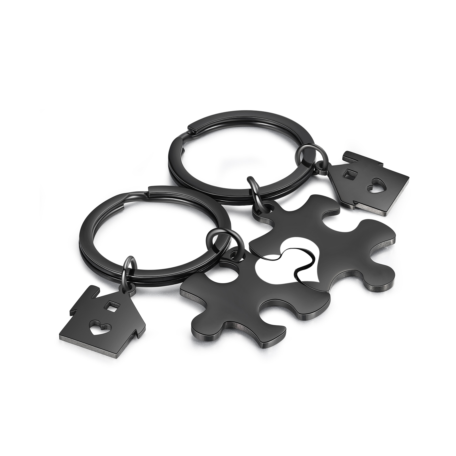 2 PCS Couple Keychain Set Custom 2 Names & Date Keyring Puzzle Keychain Valentine's Day Personalised Gift for Him/Her-Jessemade AU