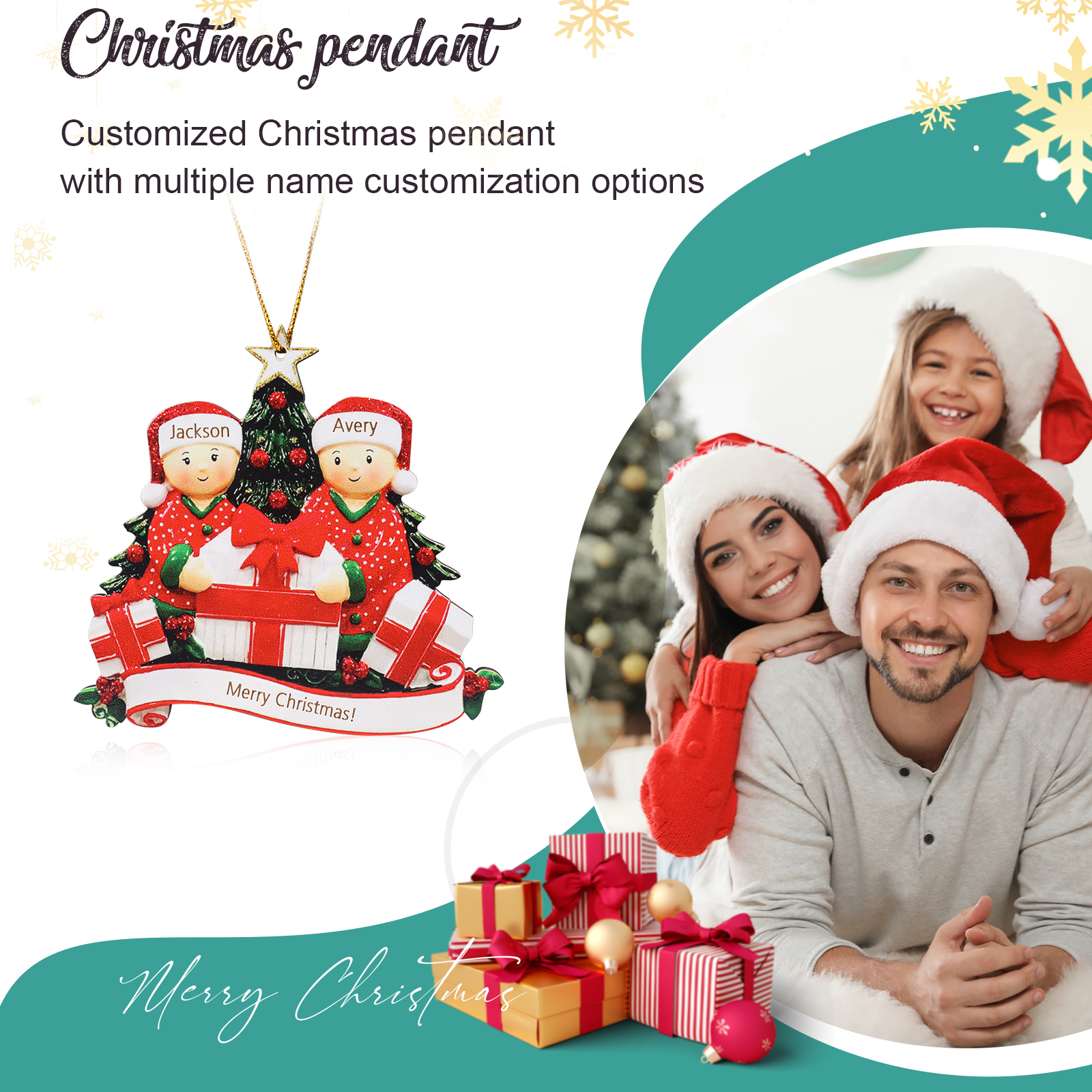 Personalised Christmas Tree Ornament Custom 2 Family Members Names Ornament-Jessemade AU