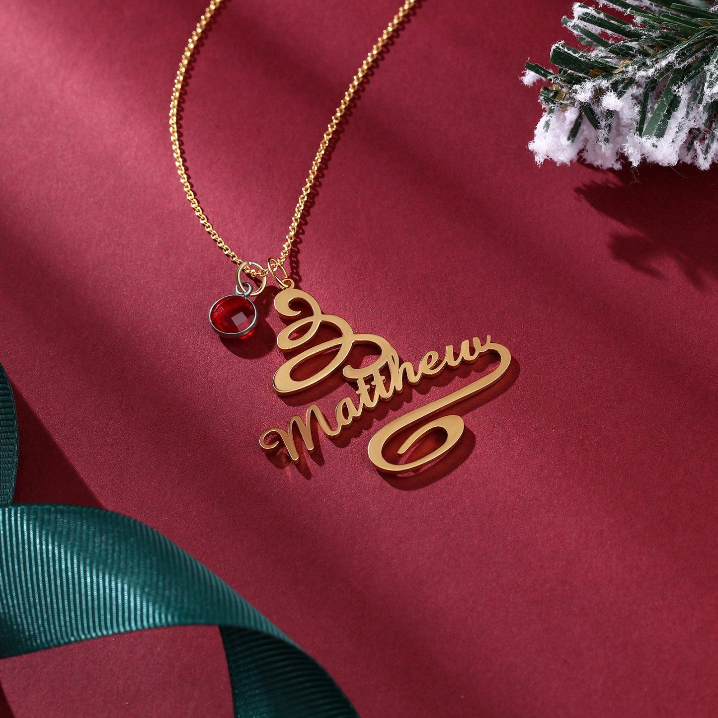 Personalised Name Necklace Custom 1 Birthstone Christmas Tree Necklace for Her-Jessemade AU