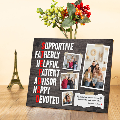 To My Stepdad Personalised Photo Frame Wood Signs Keepsake Custom 4 Photos-Jessemade AU