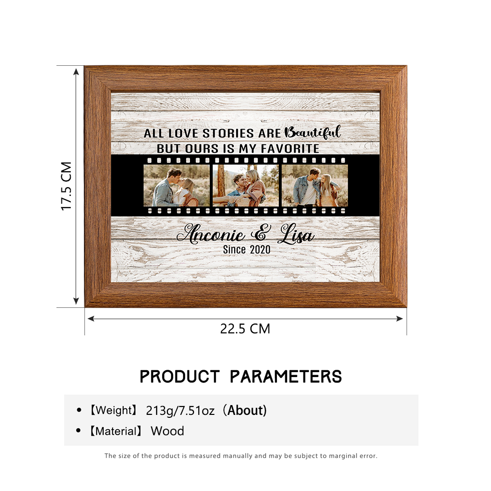 Personalised Couple Photos Frame Custom 2 Names & Date Frame Anniversary Gift For Him/Her - All Love Stories Are Beautiful, But Ours Is My Favourite-Jessemade AU