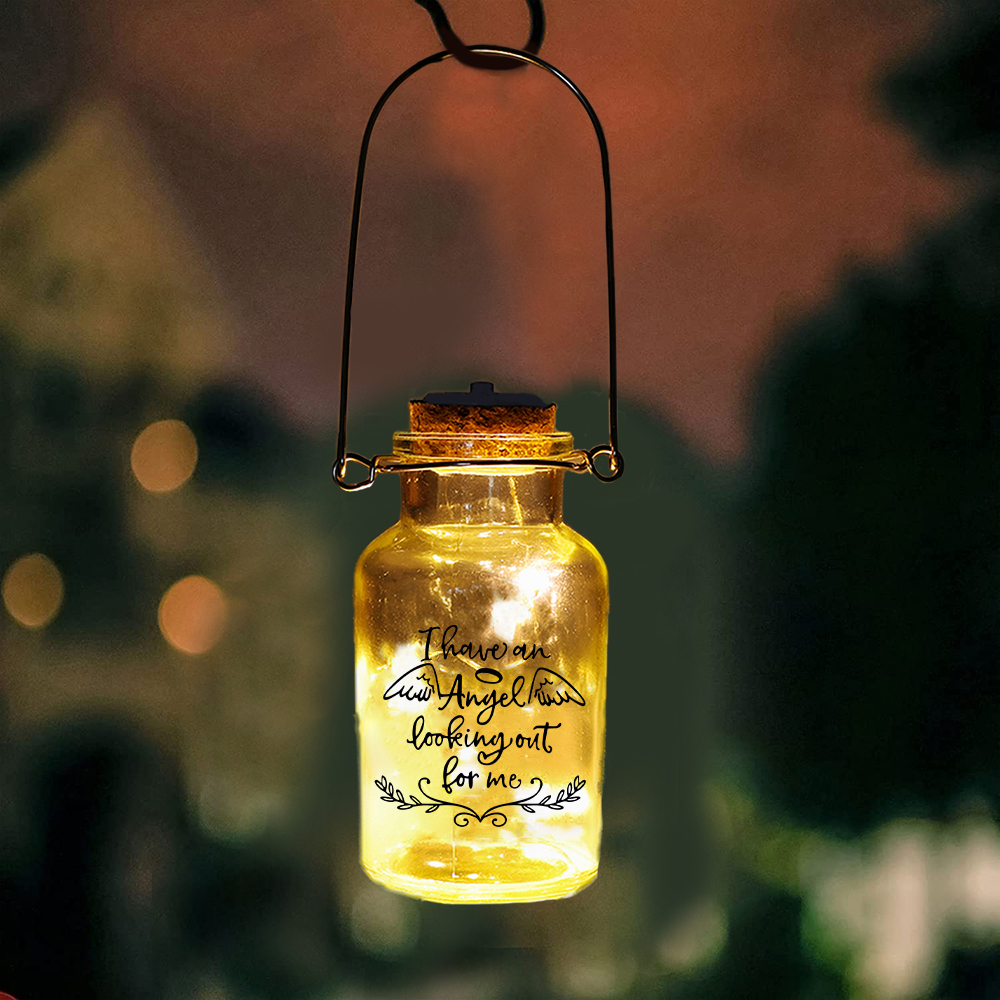Memorial Jar Night Light - I Have An Angel Looking Out For Me - LED Lamp Memorial Bottle-Jessemade AU