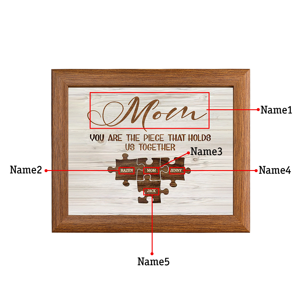 Personalised Puzzle Picture Frame With Light Custom 5 Names Home Decor - You are the piece that holds us together-Jessemade AU