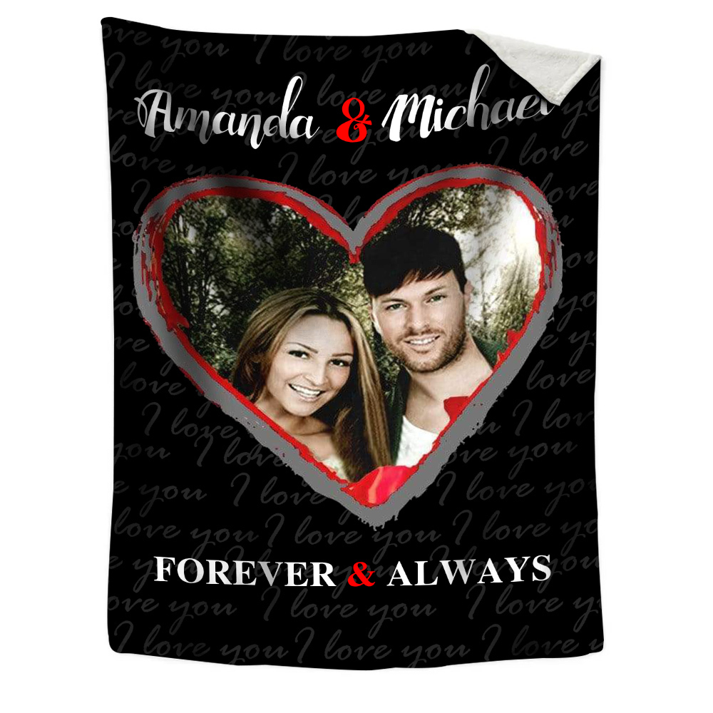Personalised Couple Blanket Custom 2 Names  & Photo Blanket Valentine's Day Gift for Him/Her-Jessemade AU