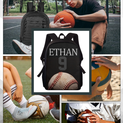 Custom Name and Number Backpack Personalised Baseball Schoolbag for Students-Jessemade AU