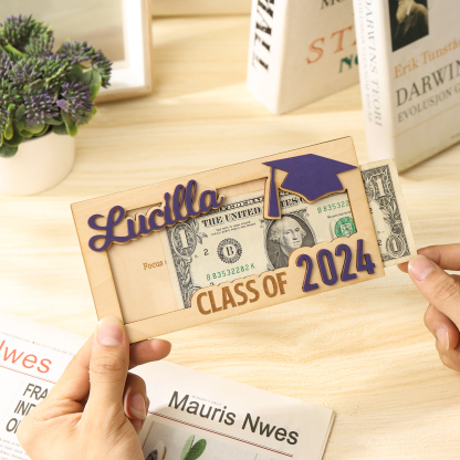 Class of 2024 Personalised Graduation Cash Clip Custom Name & Text Cash Box Creative Gifts for Her/Him-Jessemade AU