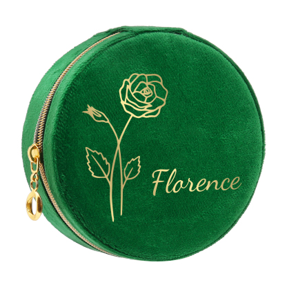 Personalised Name Jewelry Storage Box Custom Birth Flower Travel Jewelry Box Circle Box Gifts for Her-Jessemade AU