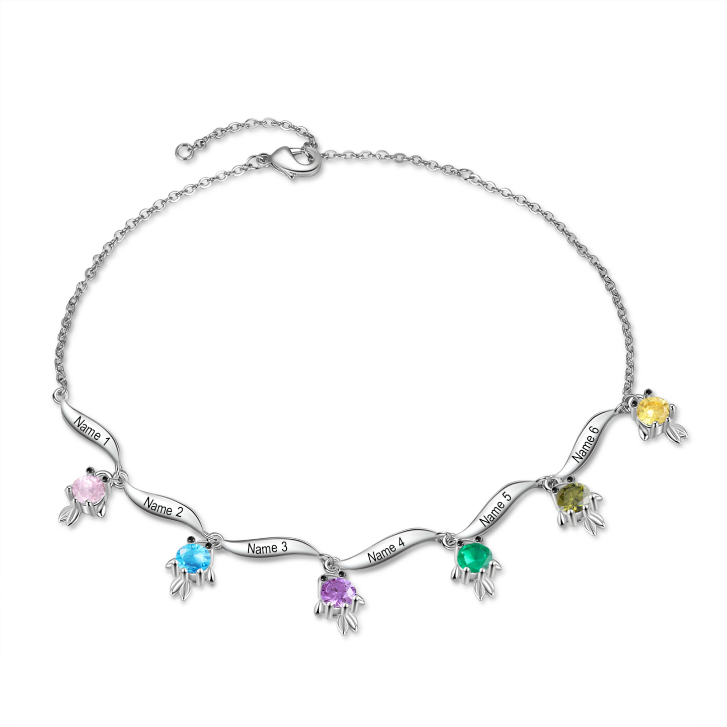 6 Names - Personalised Women's Anklet Customised Birthstones & Names Anklet Fish Anklet Birthday Gift for Her-Jessemade AU