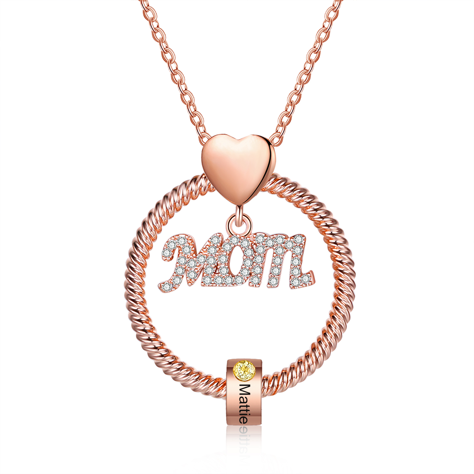 Personalised Necklace With 1 Birthstone Engraved Names Gift For Mother-Jessemade AU