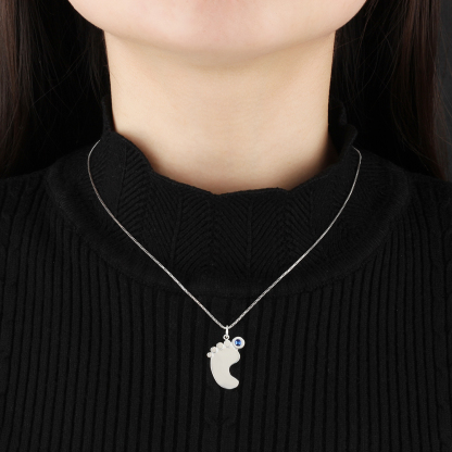Mother’s Day Gifts Customised Baby Feet Pendant Necklace with Name and Birthstone for Mom-Jessemade AU