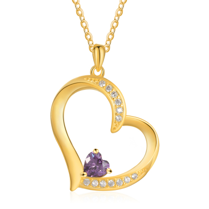 1 Name - Personalised Heart Pendant Necklace Customised Names & Birthstones Necklace Birthday Gift for Her-Jessemade AU