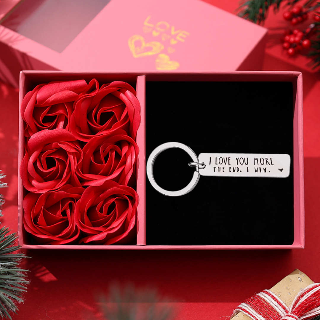 Funny Keychain for Couple "I Love You More The End I Win"-Jessemade AU
