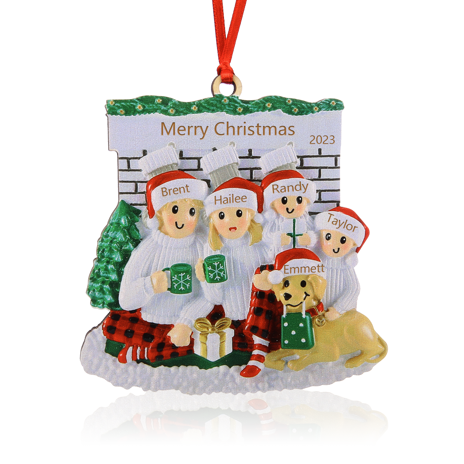 5 Names - Personalised Christmas Ornaments Customised Text & Date Xmas Wooden Decor Gifts for Family Friends-Jessemade AU