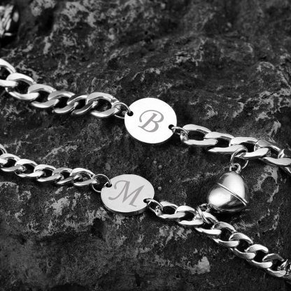 Couple Bracelets Set Customised 2 Letters Bracelet Stainless steel Adjustable Bracelet Valentine's Day Gift for Couples-Jessemade AU