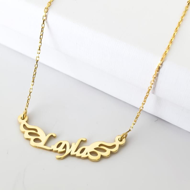 Personalised Wings Necklace Custom 1 Name Necklace Gift For Her-Jessemade AU