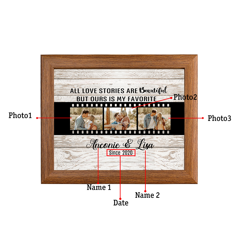 Personalised Couple Photos Frame Custom 2 Names & Date Frame Anniversary Gift For Him/Her - All Love Stories Are Beautiful, But Ours Is My Favourite-Jessemade AU