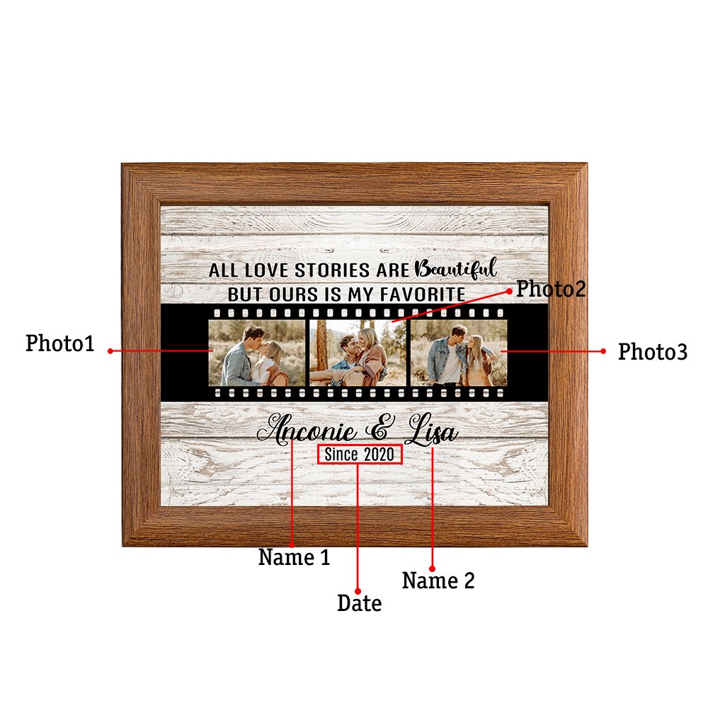 Personalised Couple Photos Frame Custom 2 Names & Date Frame Anniversary Gift For Him/Her - All Love Stories Are Beautiful, But Ours Is My Favourite-Jessemade AU