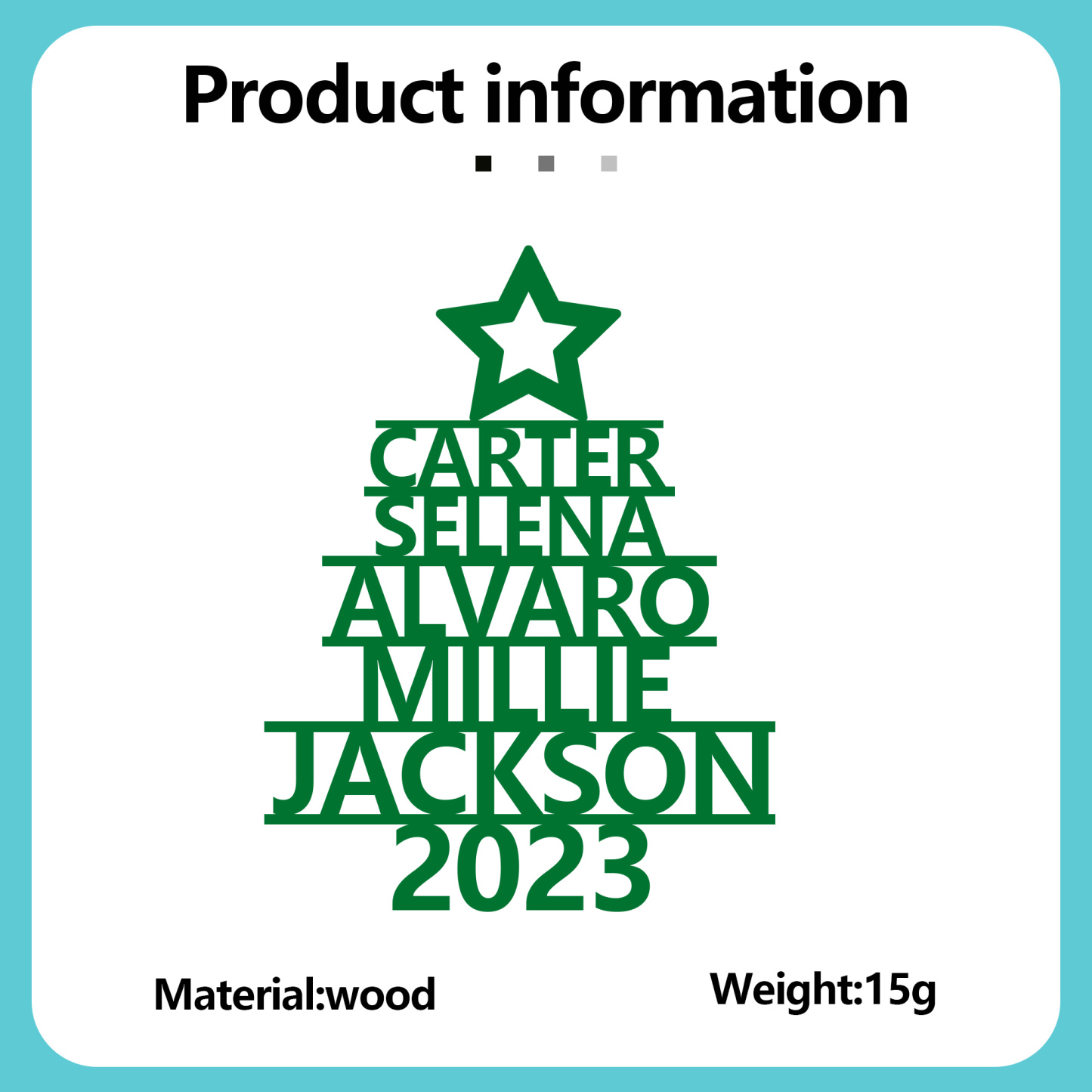 5 Names - Personalised Christmas Tree Ornaments Customised Name Xmas Wooden Decor Gifts for Family Friends-Jessemade AU