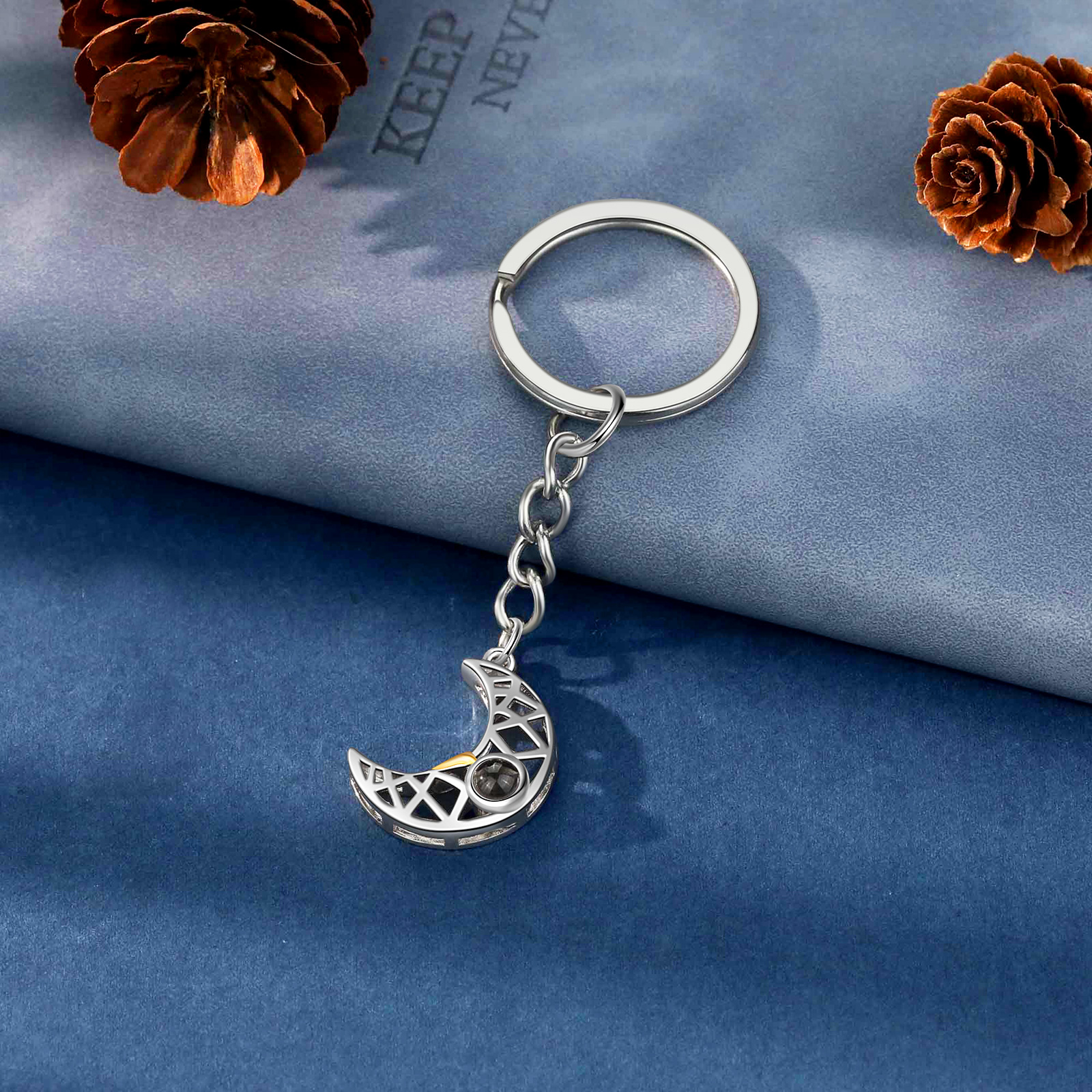 Photo Projection Keychain Customised Photo Coloured Stone Keychain Creative Gift for Couples-Jessemade AU