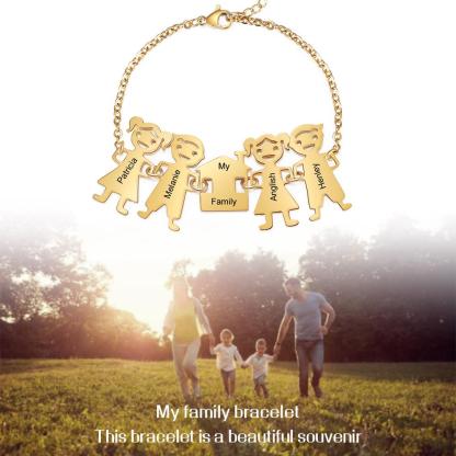 Customised with 4 Children Charms Bracelet Engraved Names Bracelet Gifts for Mom-Jessemade AU