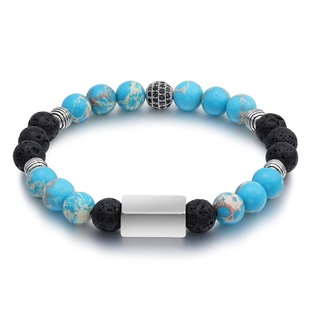 Personalised Round Beads Bracelet Custom Names Men's Bracelet Gifts For Him-Jessemade AU