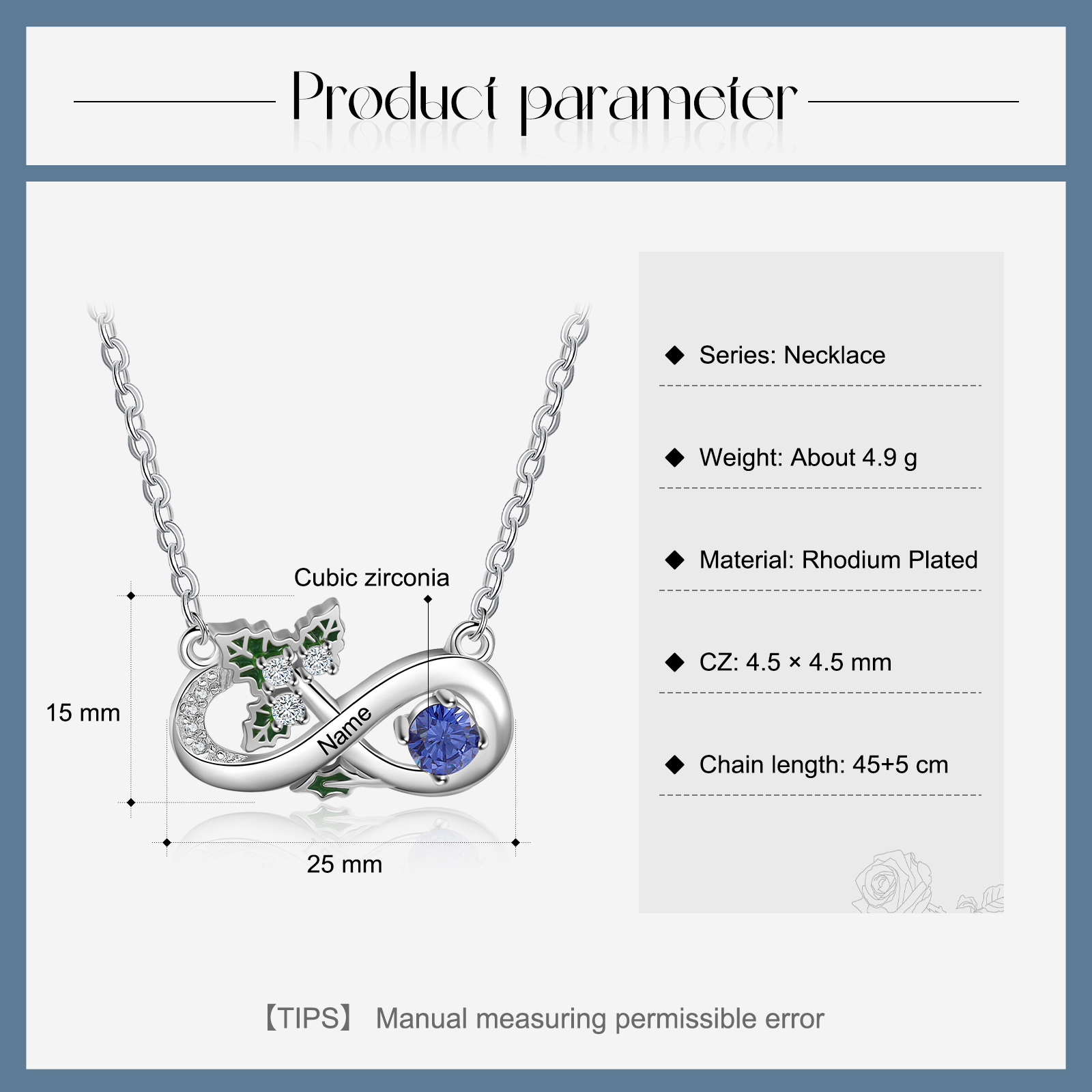 Personalised December Birthflower Necklace With Birthstone Gift For Women-Jessemade AU