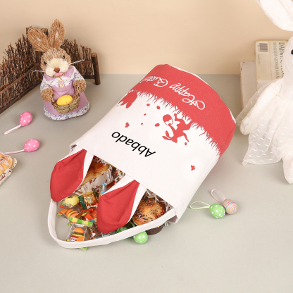 Personalised Bunny Tote Bag Customised with Name Bunny Bucket Bag Easter Gifts-Jessemade AU