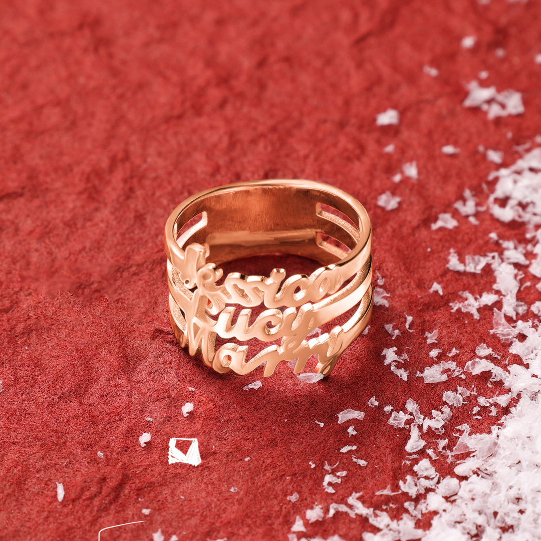 Personalised Name Ring Custom 4 Names Ring Gifts For Women-Jessemade AU