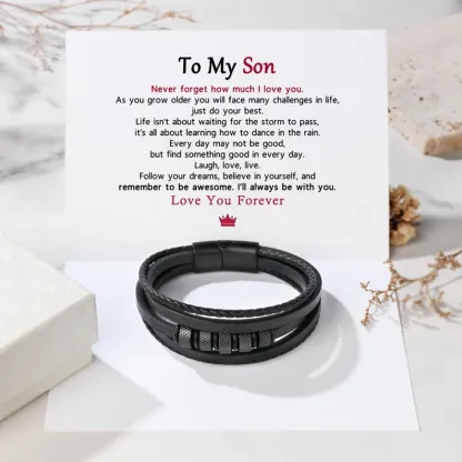 To My Grandson Leather Bracelet "I’ll always be with you" Inspirational Gifts For grandon-Jessemade AU
