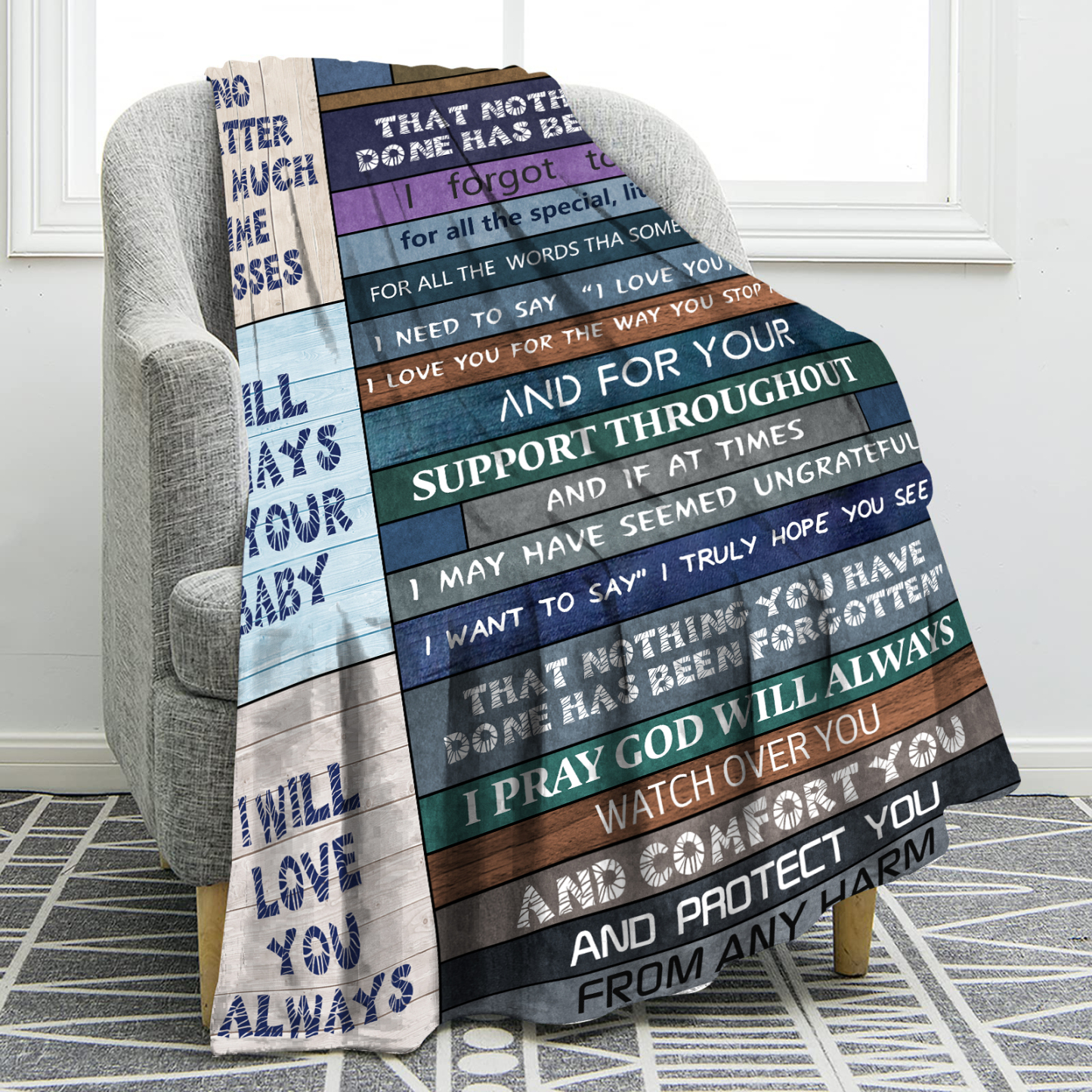 Fleece Blanket Colorful Stripes Father's Day Gift For Dad-Jessemade AU