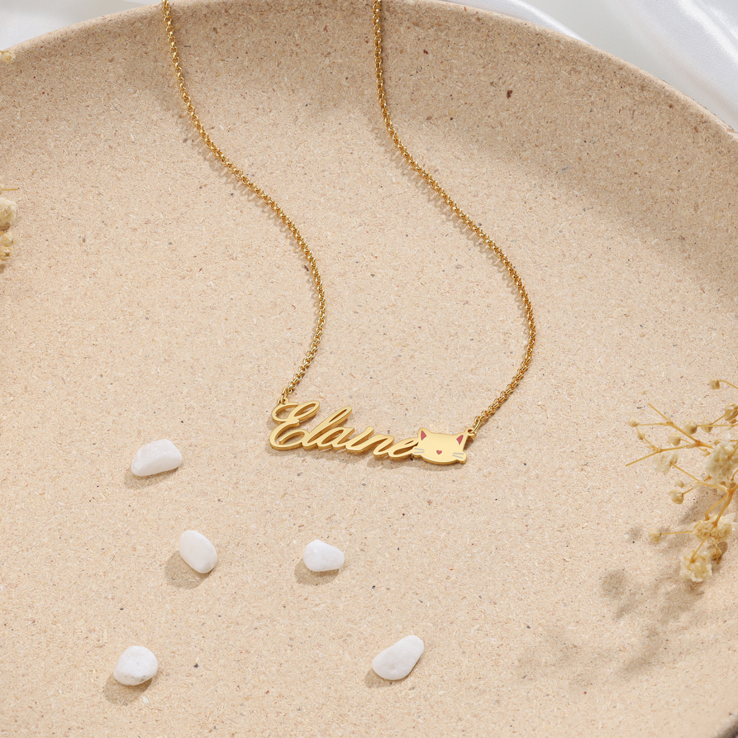 Personalised Cat Necklace Custom 1 Name Necklace Gift For Women-Jessemade AU