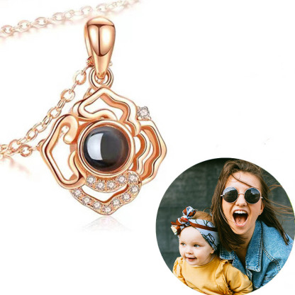 Personalised Rose Flower Projection Necklace Custom Photo Necklace Creative Gift-Jessemade AU