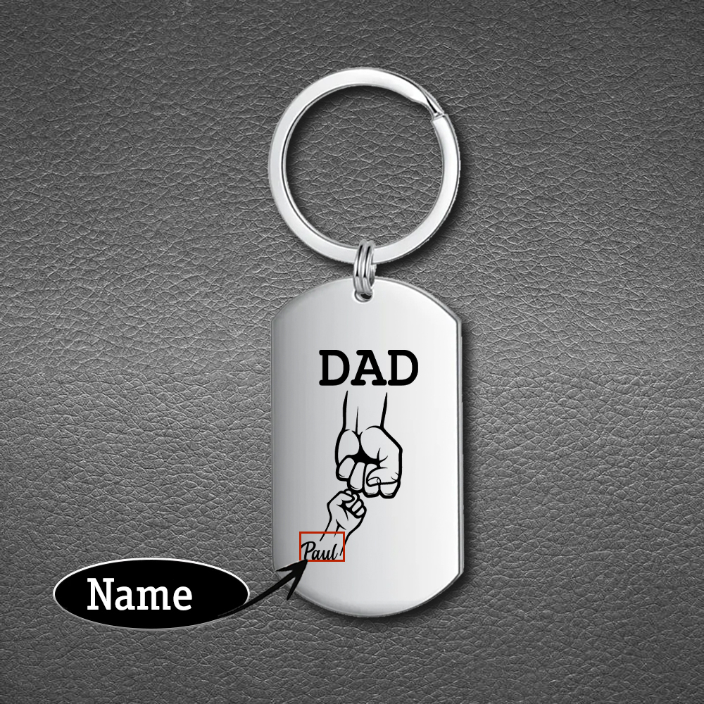 Personalised 3 Names Fist Bump Gift Set Custom Wallet & Keychain & Pen Gift Box Set Father’s Day Gift-Jessemade AU