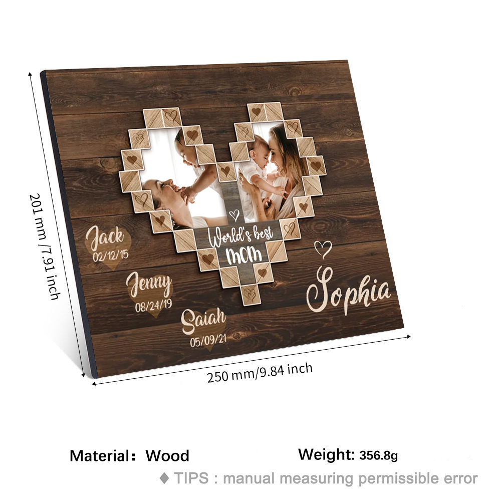Mother Picture Board Personalised Photo Keepsake With 3 Kids Names Wood Signs Photo Frame Gifts For Mom-Jessemade AU