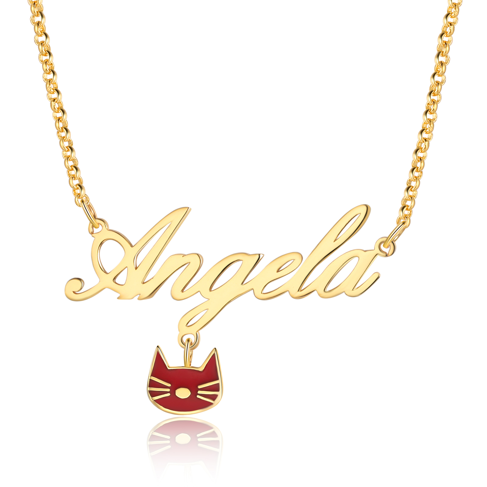 Personalised Cat Necklace Custom 1 Name Necklace Gift For Women-Jessemade AU