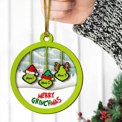 Merry Grinchmas Family Ornament Custom 3 Names Wooden Ornament-Jessemade AU
