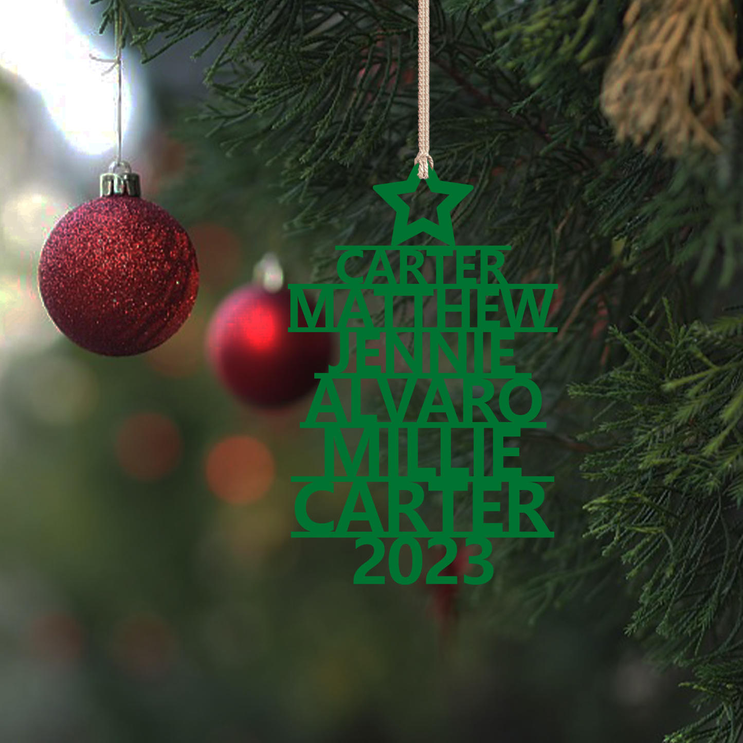 6 Names - Personalised Christmas Tree Ornaments Customised Name Xmas Wooden Decor Gifts for Family Friends-Jessemade AU