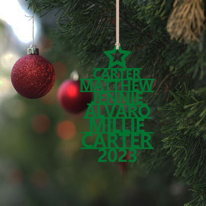 6 Names - Personalised Christmas Tree Ornaments Customised Name Xmas Wooden Decor Gifts for Family Friends-Jessemade AU