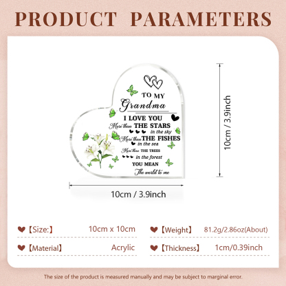 To My Grandma Acrylic Heart Keepsake Heart Ornament-To My Grandma I Love You-Jessemade AU