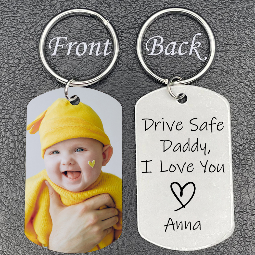 Drive Safe Gift For Dad Personalised Photo Keychain Custom Name Father Keychain-Jessemade AU